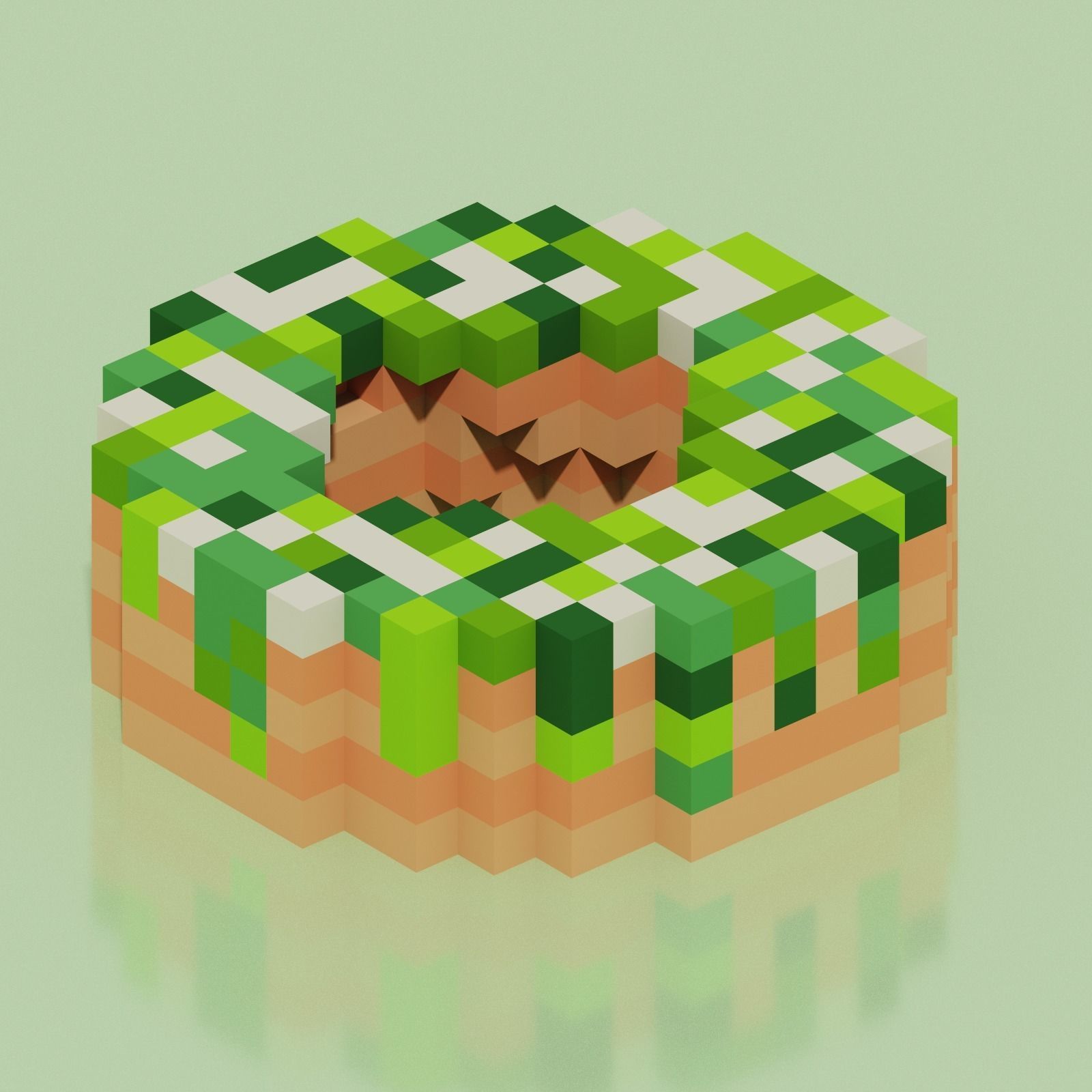 Donut 4 Voxel Low-poly 3D model_1