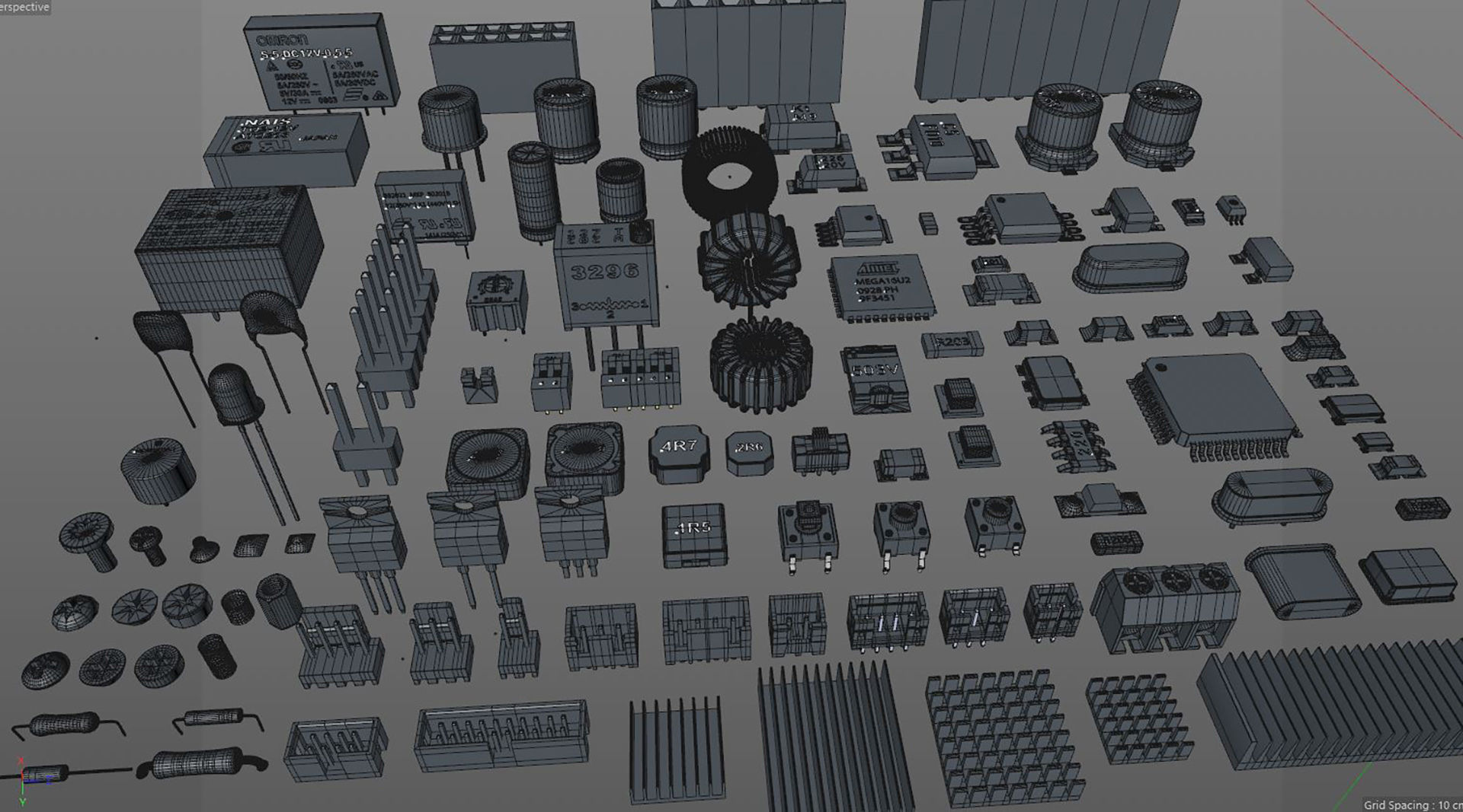 Electronic Components for circuit board 3D model_4