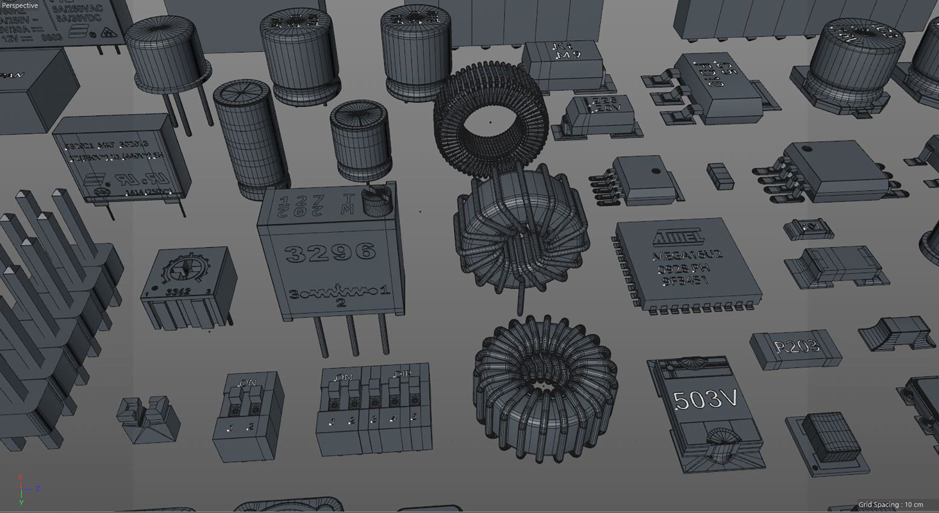 Electronic Components for circuit board 3D model_5