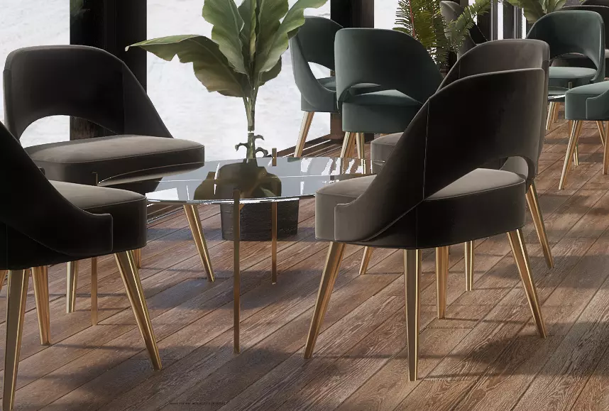 chair velvet dining chairs with gold legs Free 3D model_0