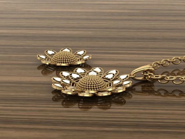 Plain Gold locket set Pendant 3D print model_1