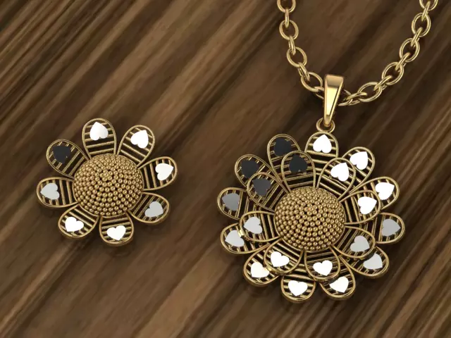 Plain Gold locket set Pendant 3D print model_0