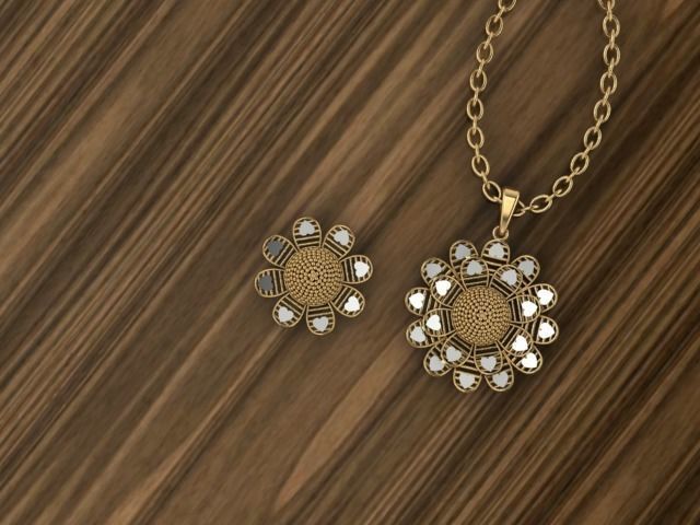 Plain Gold locket set Pendant 3D print model_4