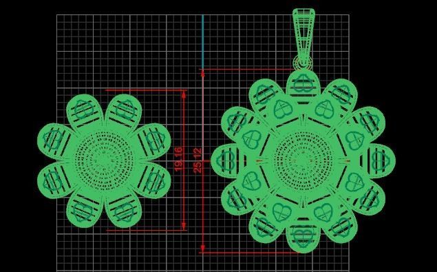 Plain Gold locket set Pendant 3D print model_5