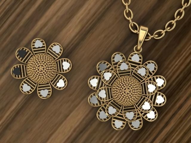 Plain Gold locket set Pendant 3D print model_3