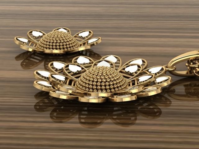 Plain Gold locket set Pendant 3D print model_2