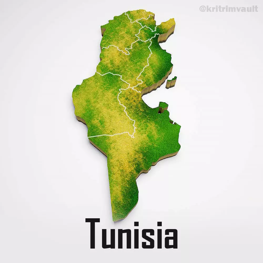 Tunisia country map 3d model 3D model_0