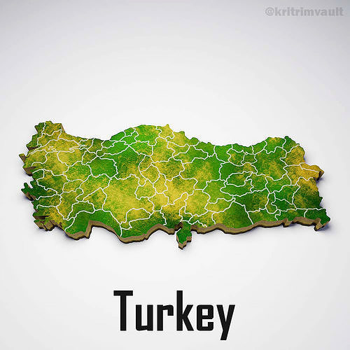 Turkey country map 3d model 3D model