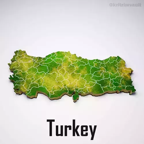 Turkey country map 3d model