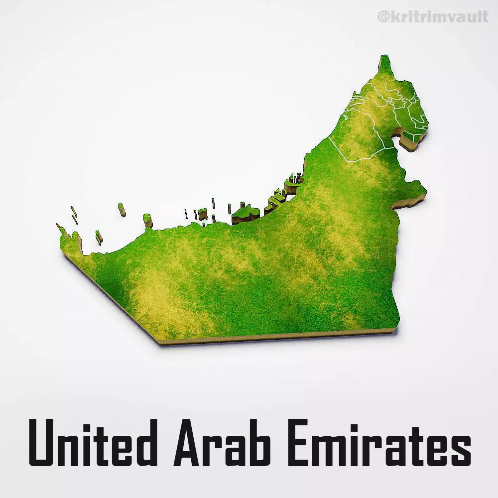 United Arab Emirates country map 3d model 3D model_0