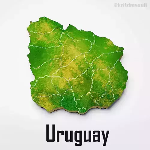 Uruguay country map 3d model 3D model