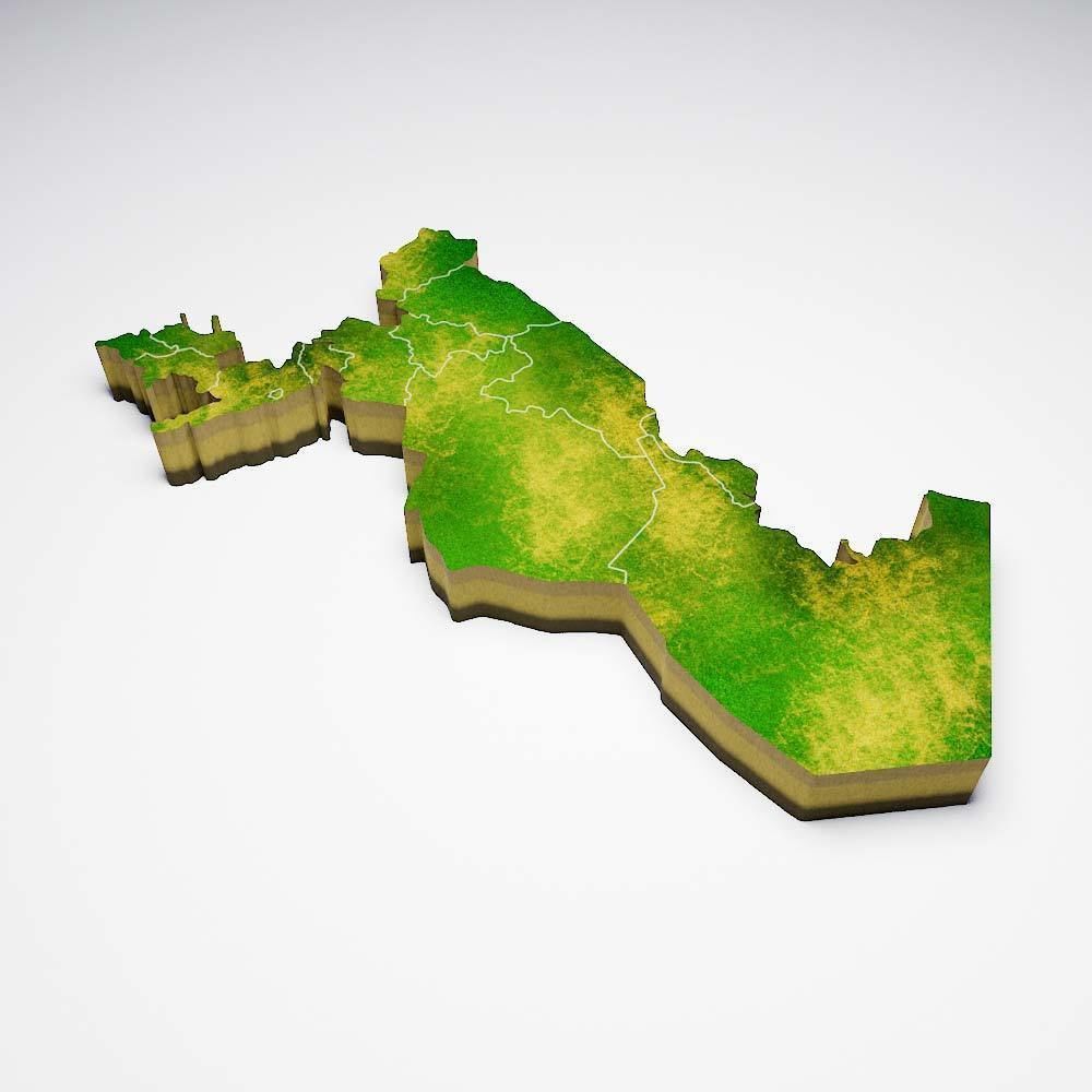 Uzbekistan country map 3d model 3D model_2