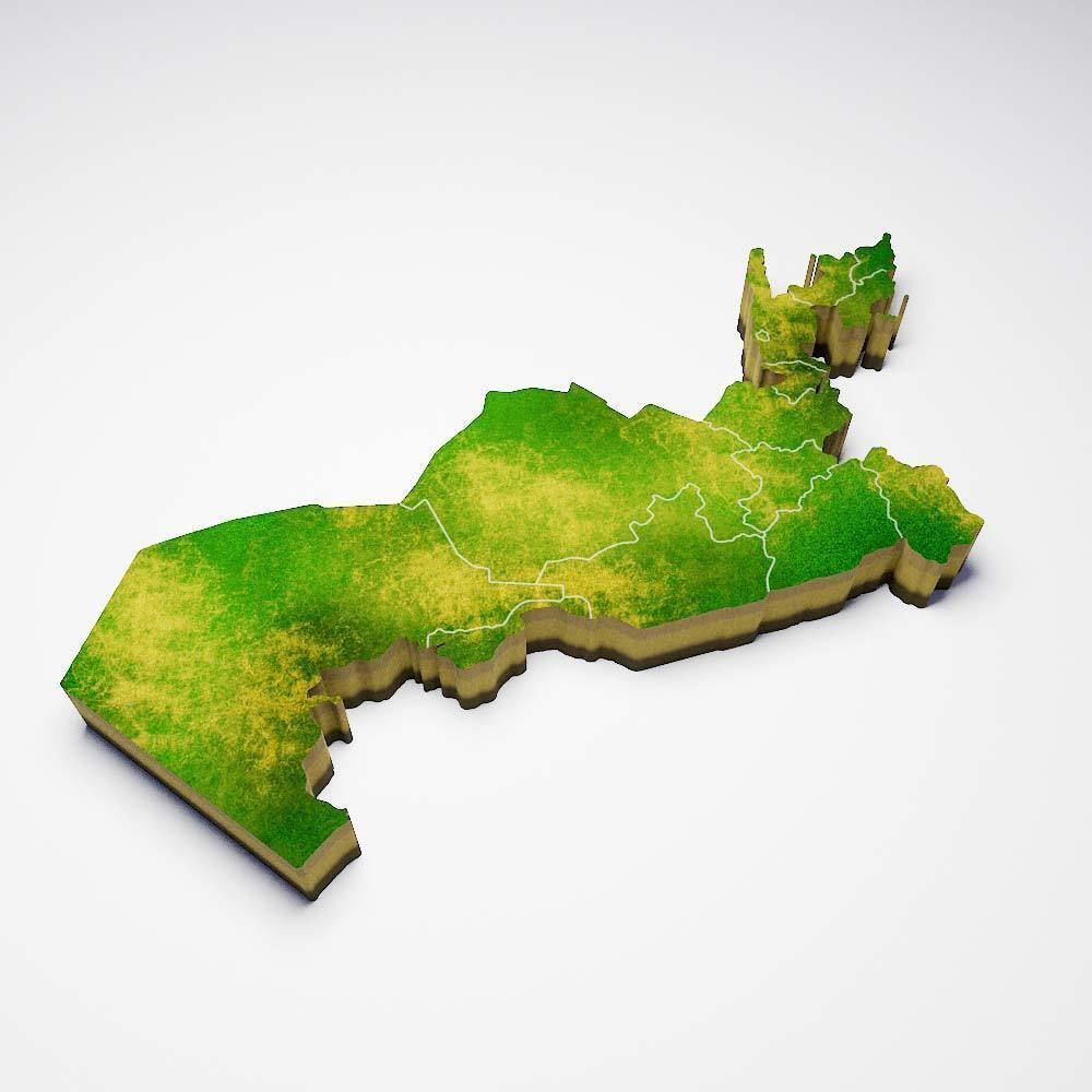 Uzbekistan country map 3d model 3D model_1