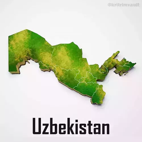 Uzbekistan country map 3d model
