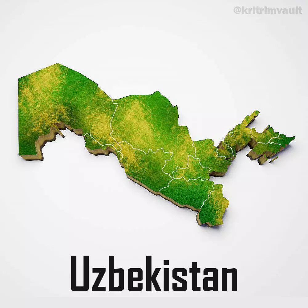 Uzbekistan country map 3d model 3D model_0