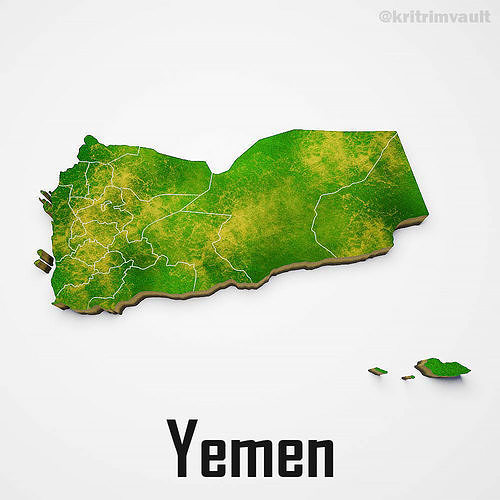 Yemen country map 3d model 3D model
