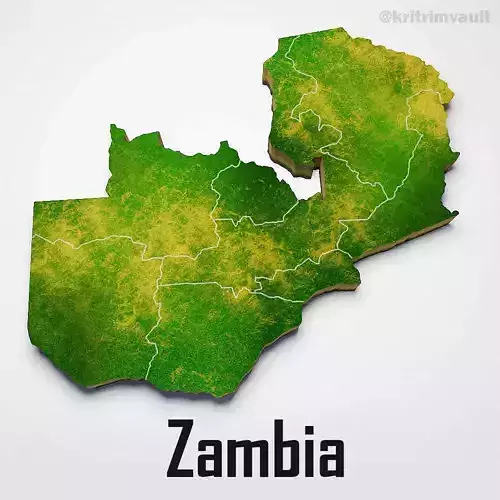 Zambia country map 3d model
