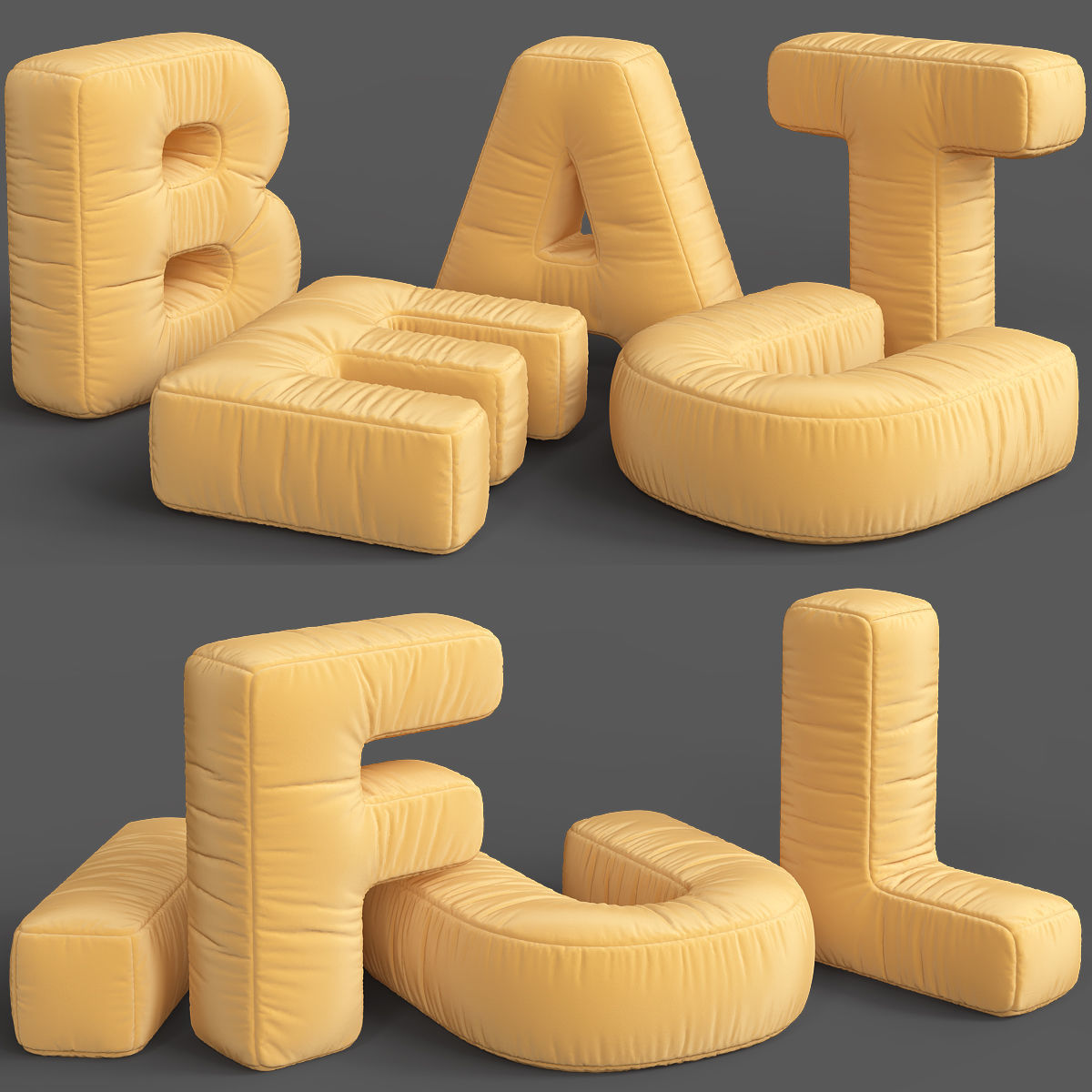 Alphabet-Pillows Set 3d model polka dot pillows and letters Low-poly 3D model_1