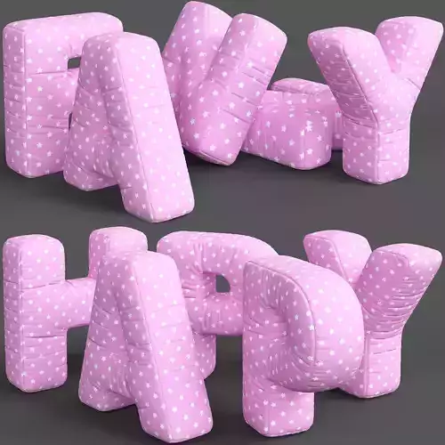 Alphabet-Pillows Set 3d model happy letters