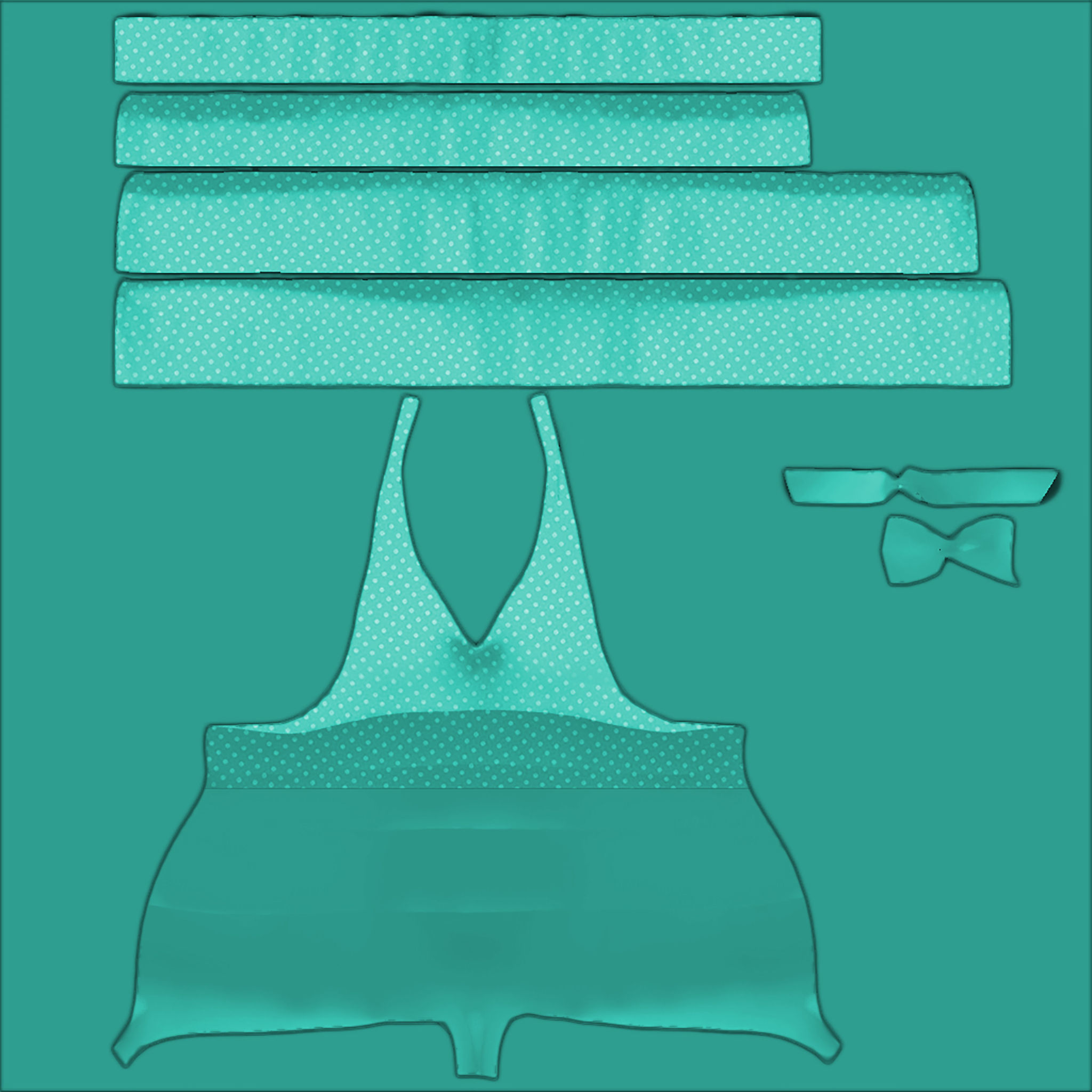 Ruffle Halter Romper Low-poly 3D model_12