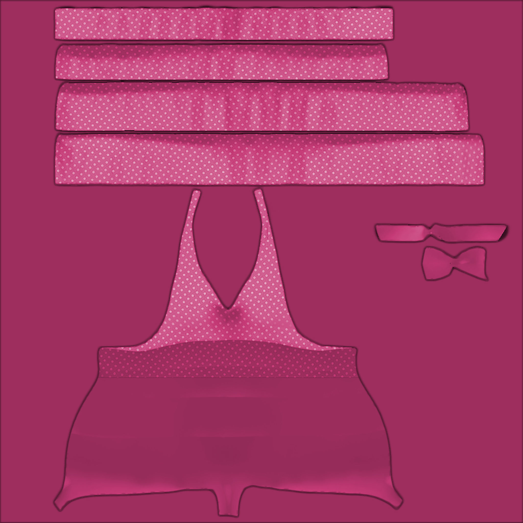 Ruffle Halter Romper Low-poly 3D model_10