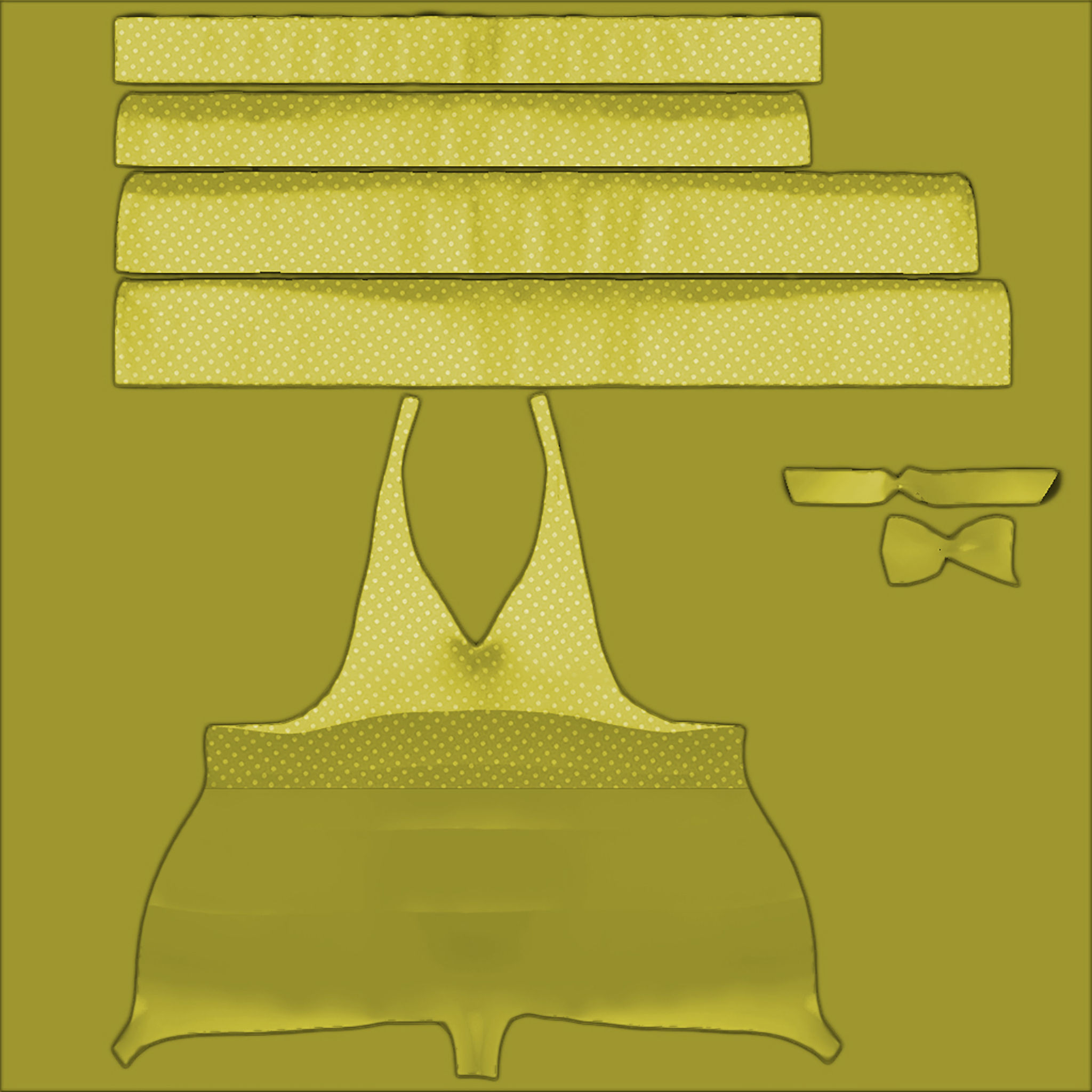 Ruffle Halter Romper Low-poly 3D model_14