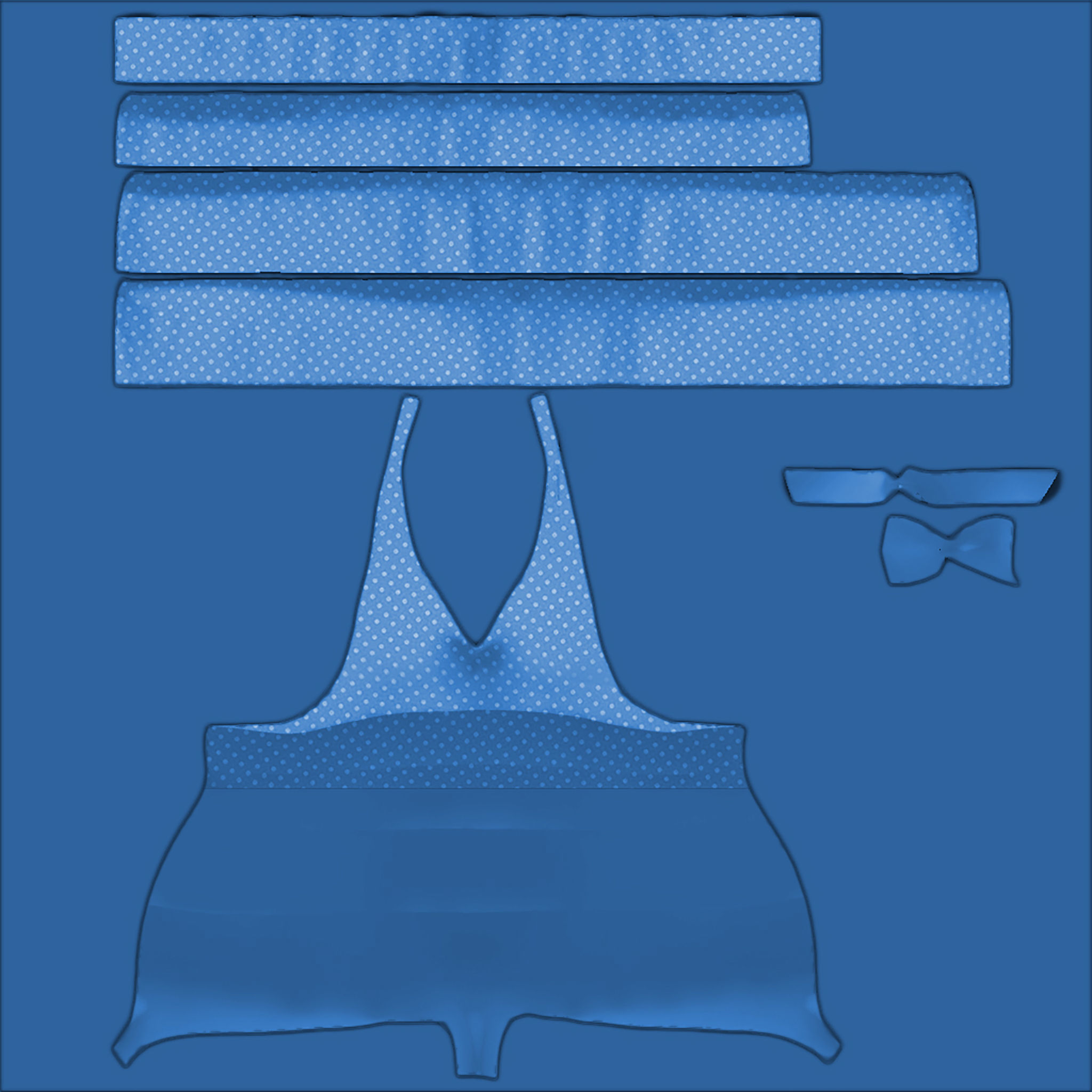 Ruffle Halter Romper Low-poly 3D model_11