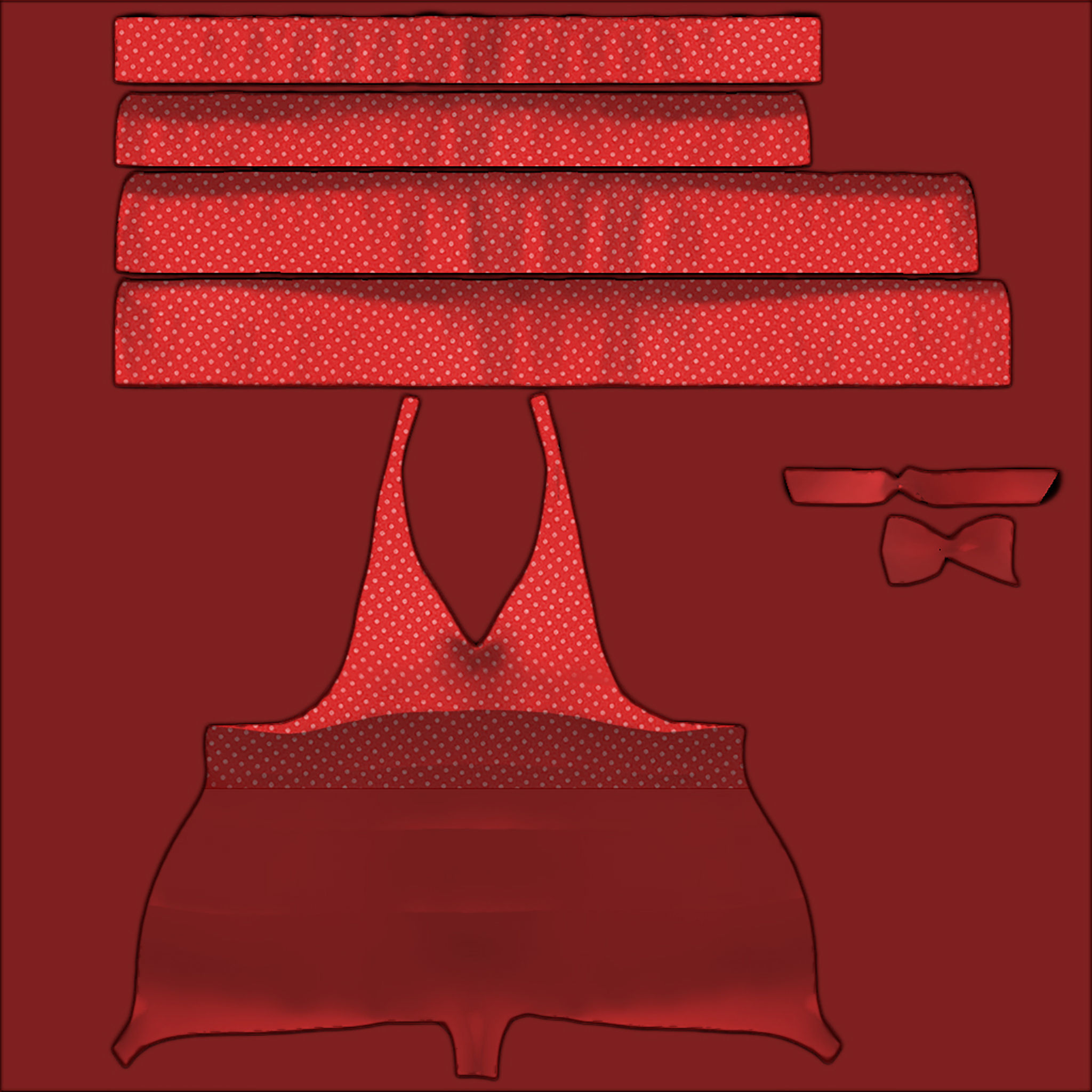 Ruffle Halter Romper Low-poly 3D model_13