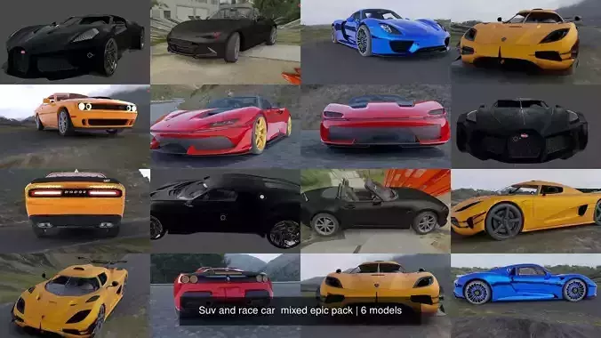Suv and race car  mixed epic pack 3D Model Collection