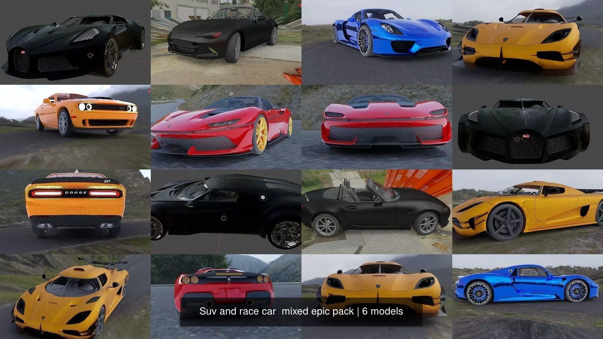 Suv and race car  mixed epic pack 3D Model Collection_0