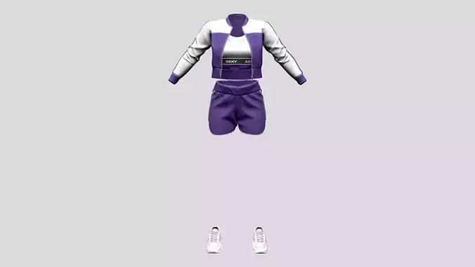 Purple White Runner Sports Outfit