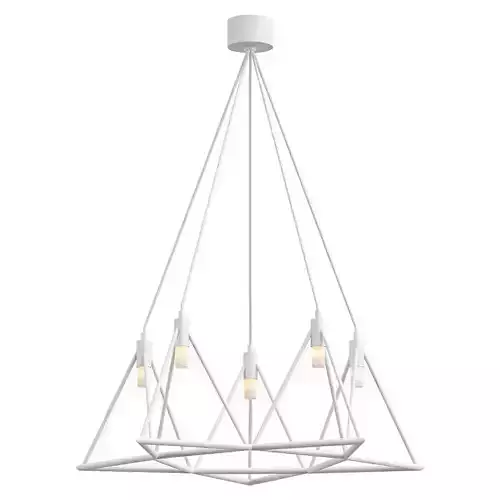 gitter chandelier with triangles hanging from it