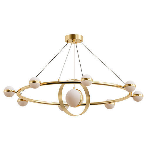 raise gold chandelier with glass balls 3D model