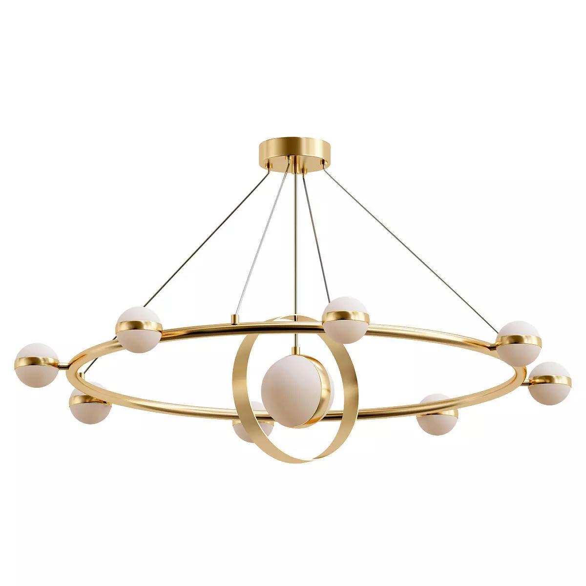 raise gold chandelier with glass balls 3D model_0