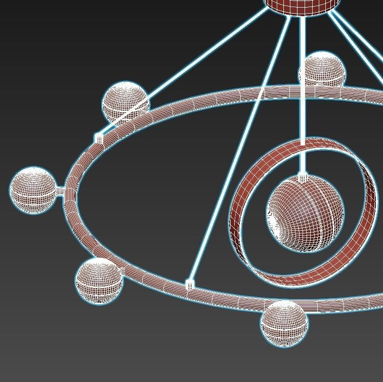 raise gold chandelier with glass balls 3D model_4