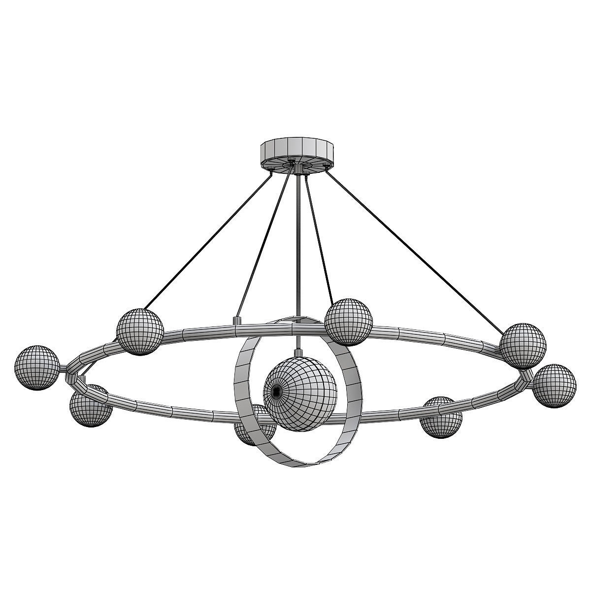 raise gold chandelier with glass balls 3D model_1