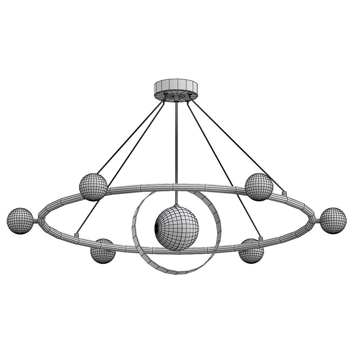 raise-p436 circular chandelier with glass shades 3D model_1