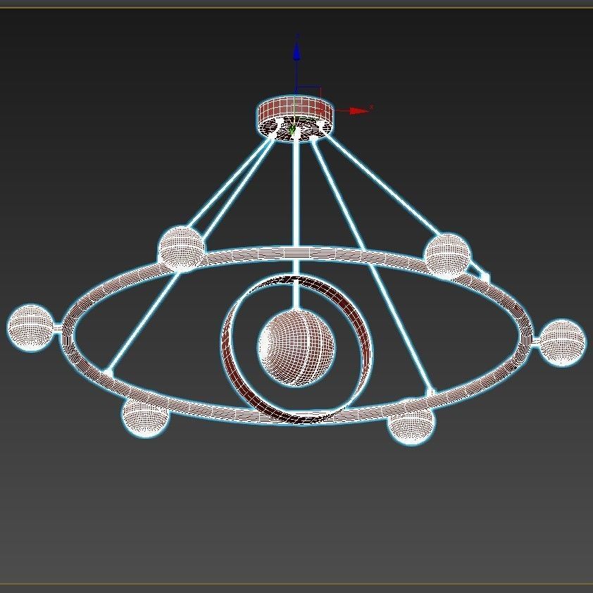 raise-p436 circular chandelier with glass shades 3D model_2