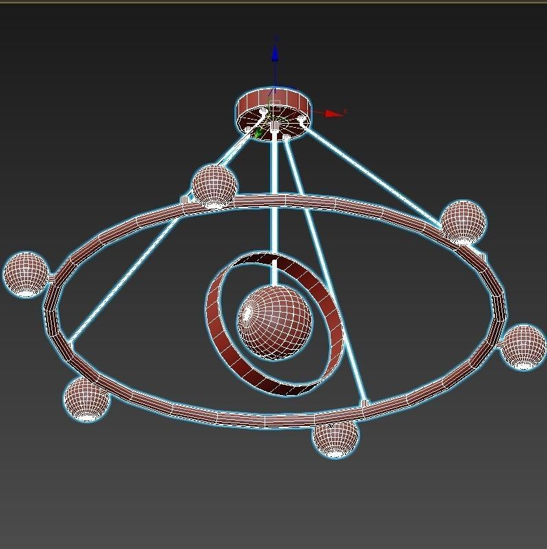 raise-p436 circular chandelier with glass shades 3D model_5