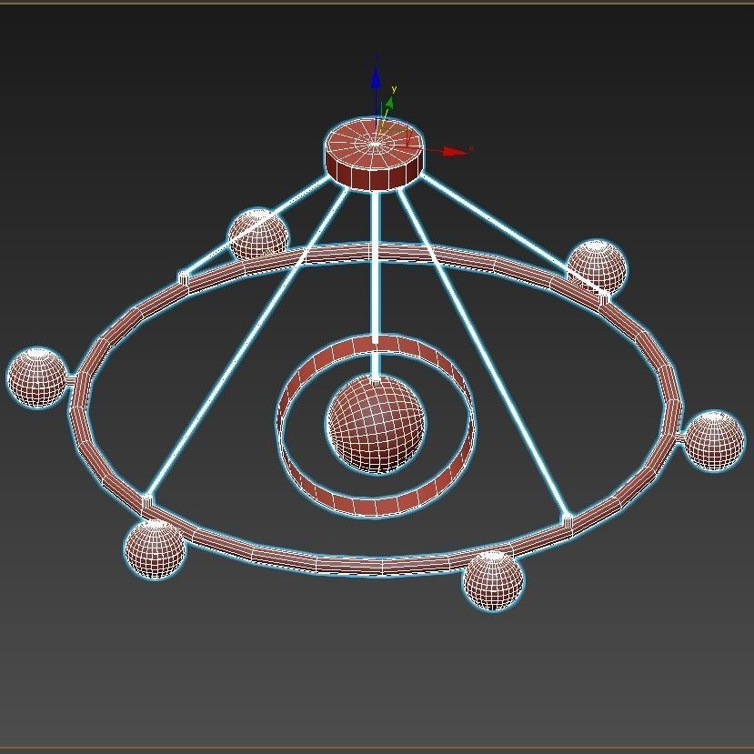 raise-p436 circular chandelier with glass shades 3D model_6