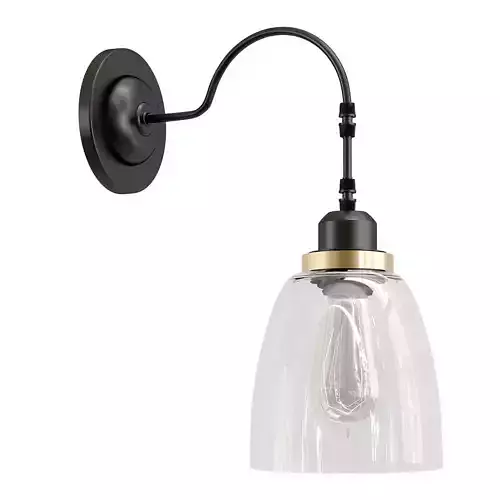 Freya-Louise-FR4167-WL-01-BL wall light with clear glass shade