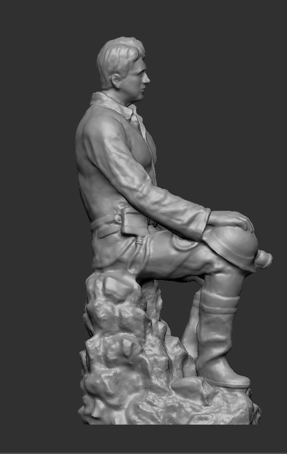 Miner statue of man on rock 3D print model_7