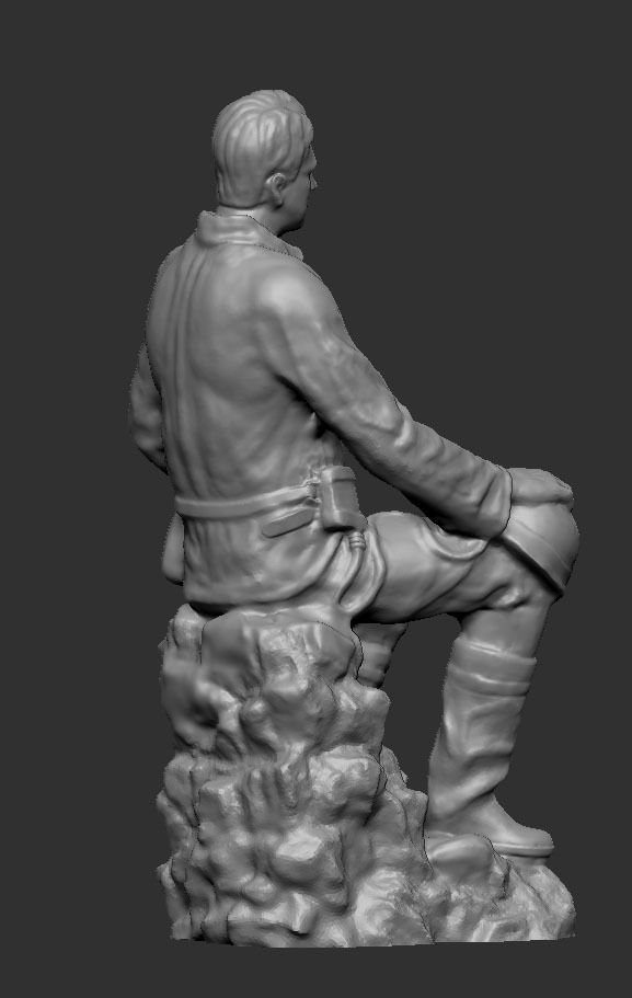 Miner statue of man on rock 3D print model_6