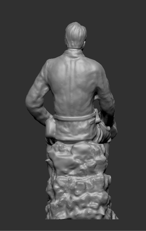 Miner statue of man on rock 3D print model_5