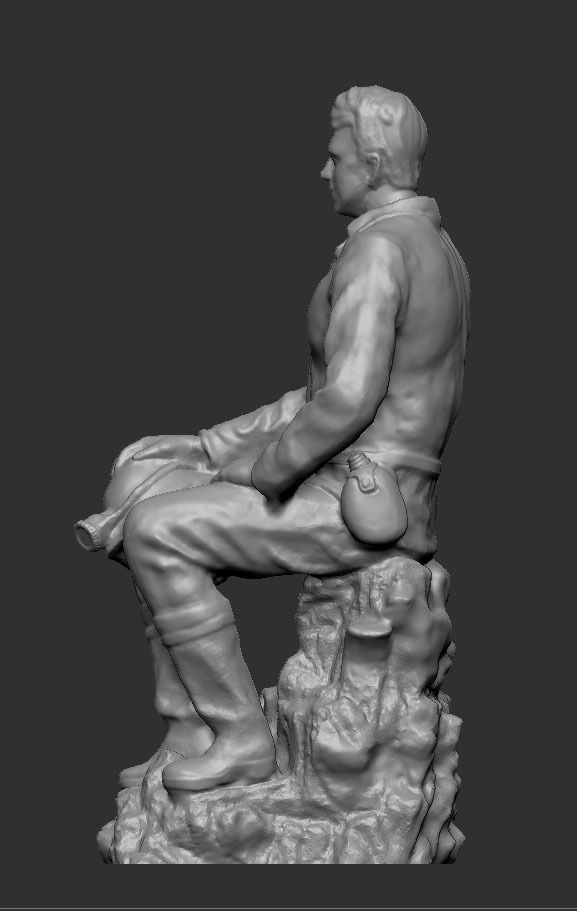 Miner statue of man on rock 3D print model_3