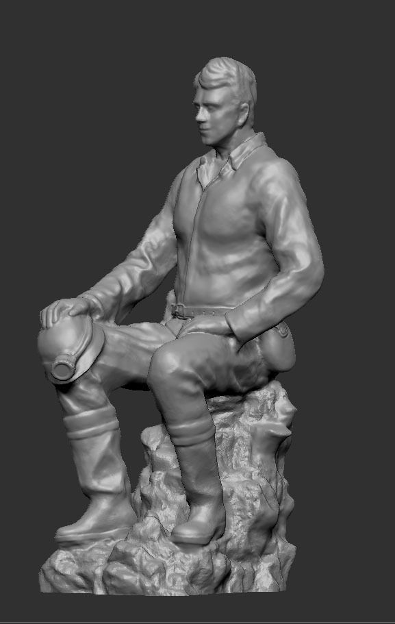 Miner statue of man on rock 3D print model_2