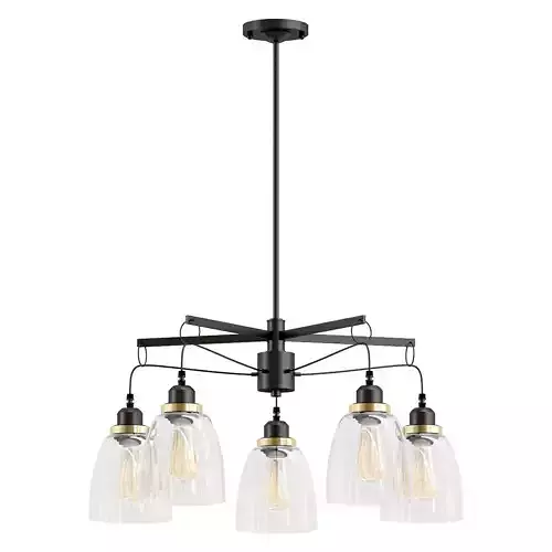 freya-louise-fr4167-pl-05-bl four light chandelier with clear glass shades