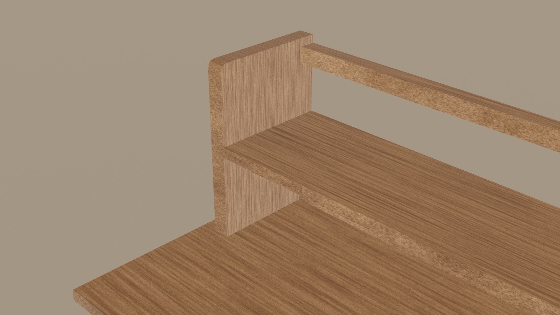 Wooden Study Desk 3D model_4