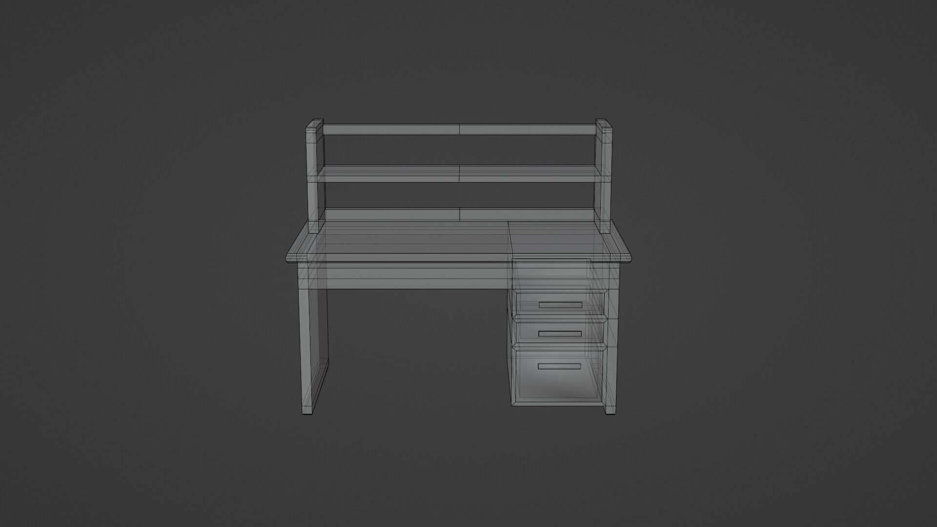 Wooden Study Desk 3D model_8