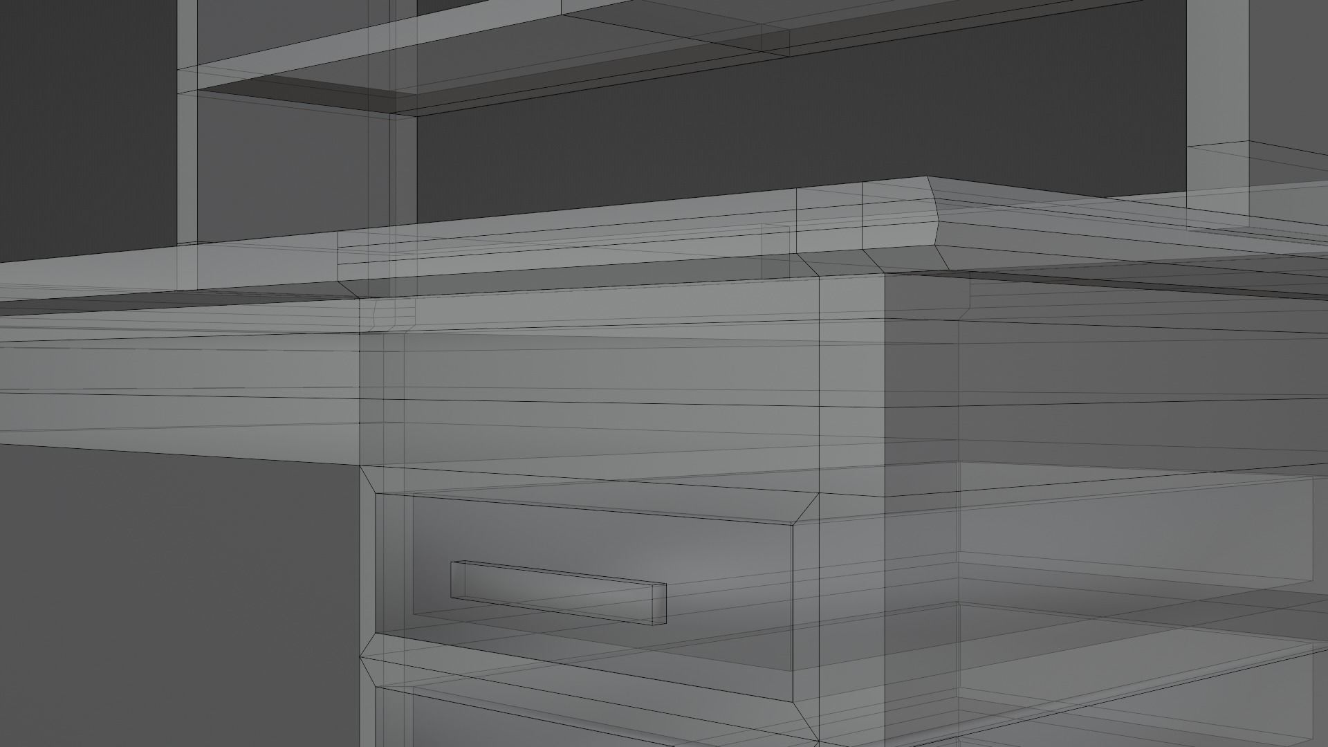 Wooden Study Desk 3D model_11